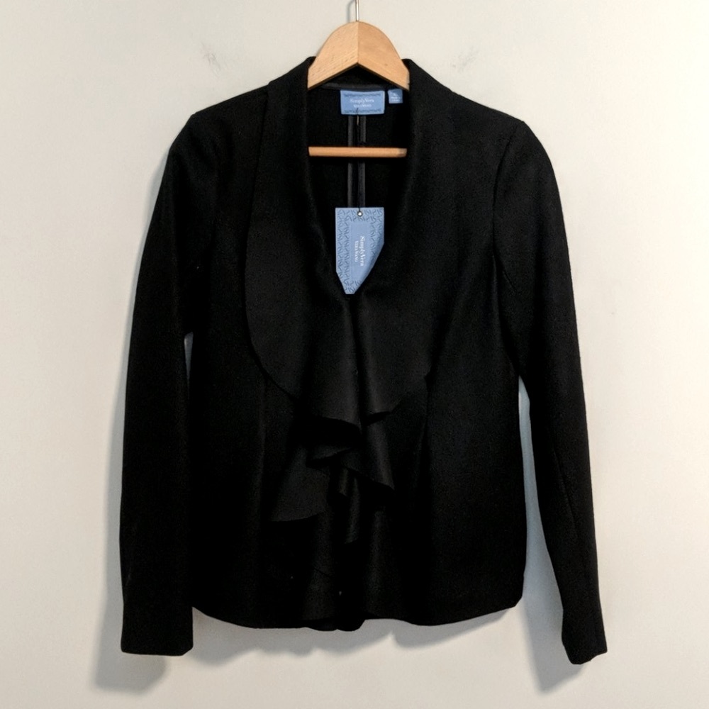 Simply Vera Wang black blazer jacket Ruffle detail